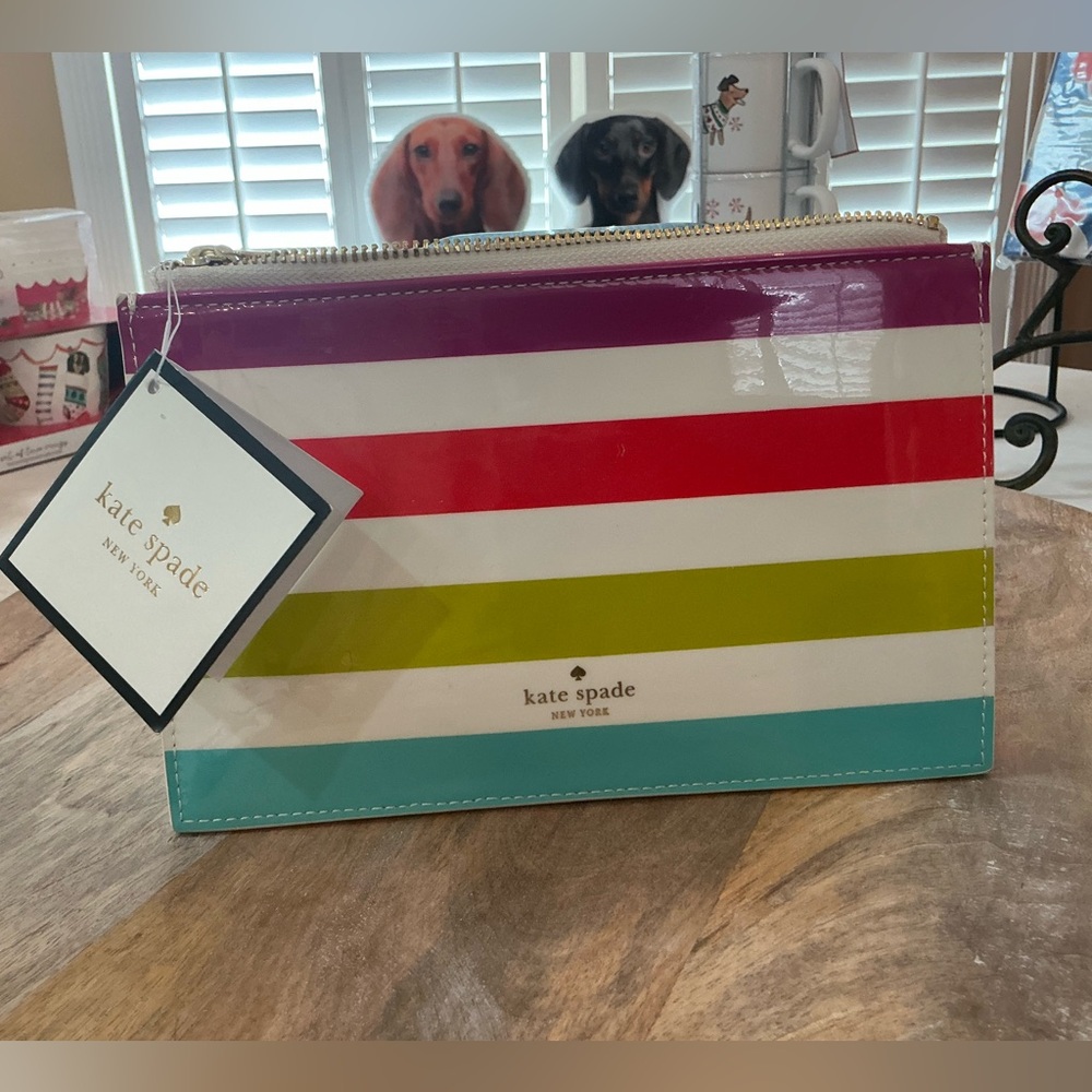 Kate spade notepad + Kate candy stripe pencil pouch / multi use zippered case - Picture 12 of 13
